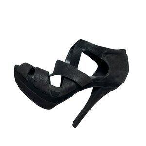 Zara Black  Size 7.5  Peep Toe High Heel Sandals Womens 76i